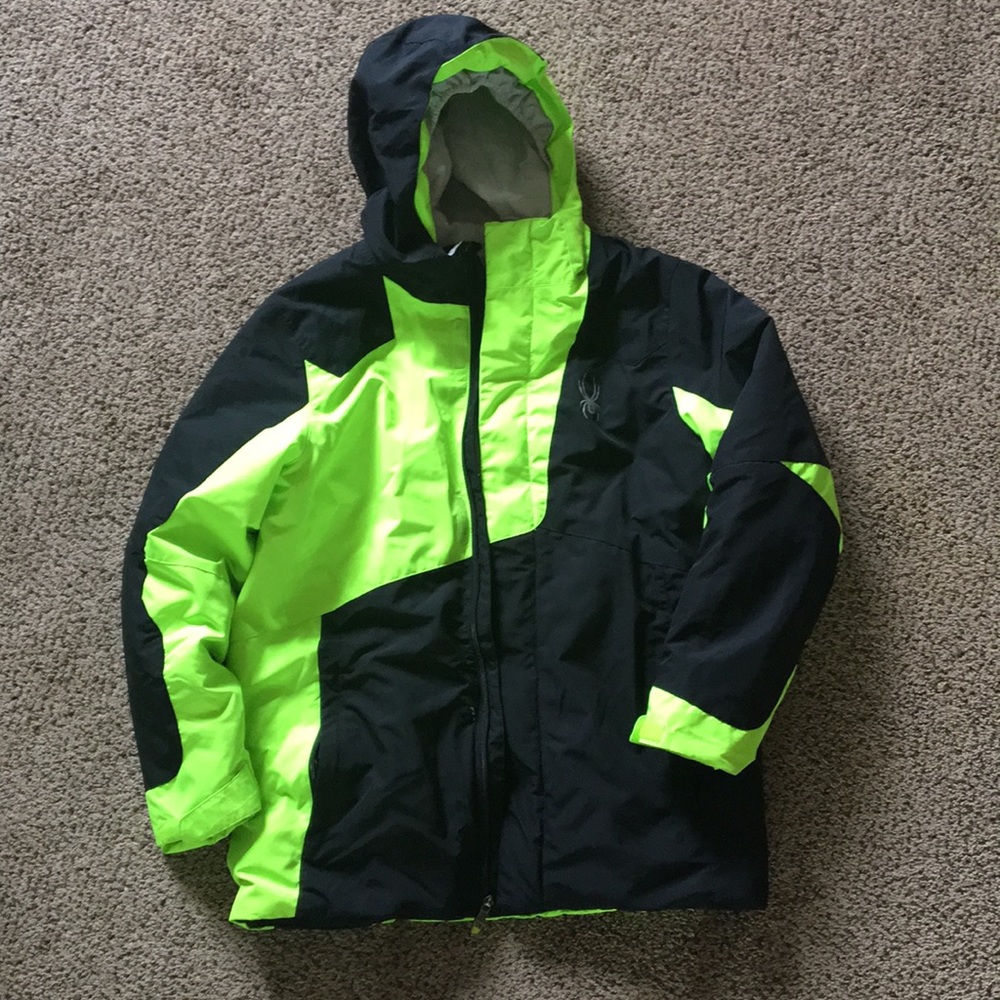 Spyder winter coat. Bright green color